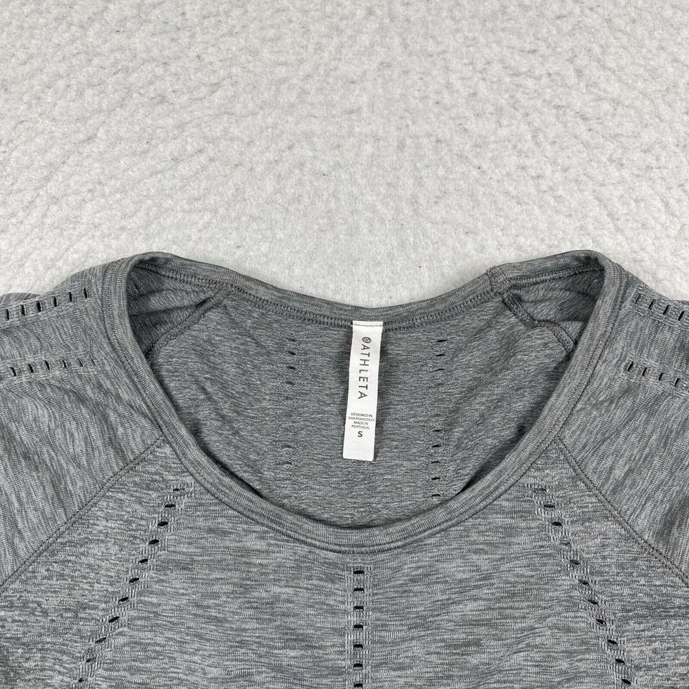 Athleta Shirt Womens Small Gray Foothill Seamless Long Sleeve Stretch Active Top - Picture 3 of 10